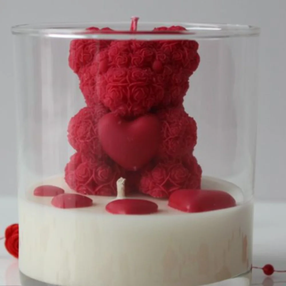 Glass Jar Teddy Bear Scented Candle - 2