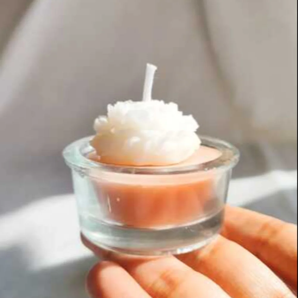 Floral Glass Tea Light Candle - 2