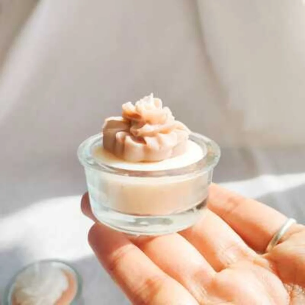 Floral Glass Tea Light Candle - 3