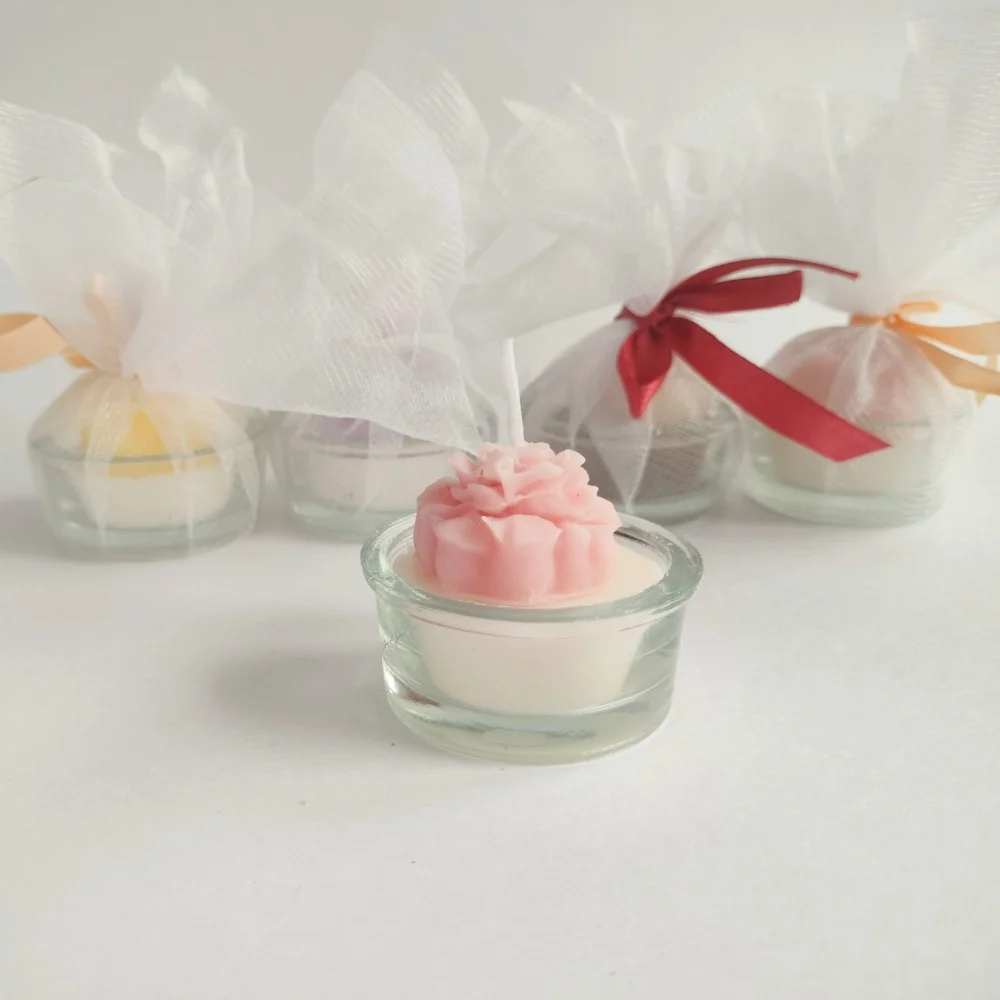 Floral Glass Tea Light Candle