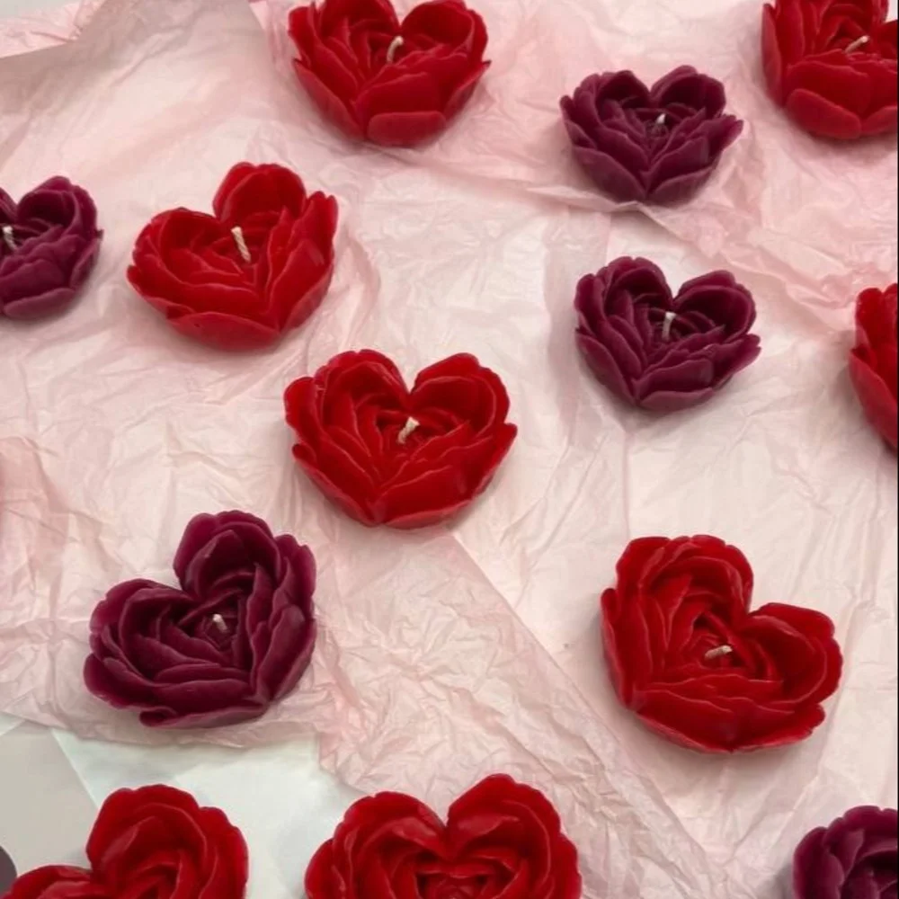 Heart Shape Peony Candle- Large - 2