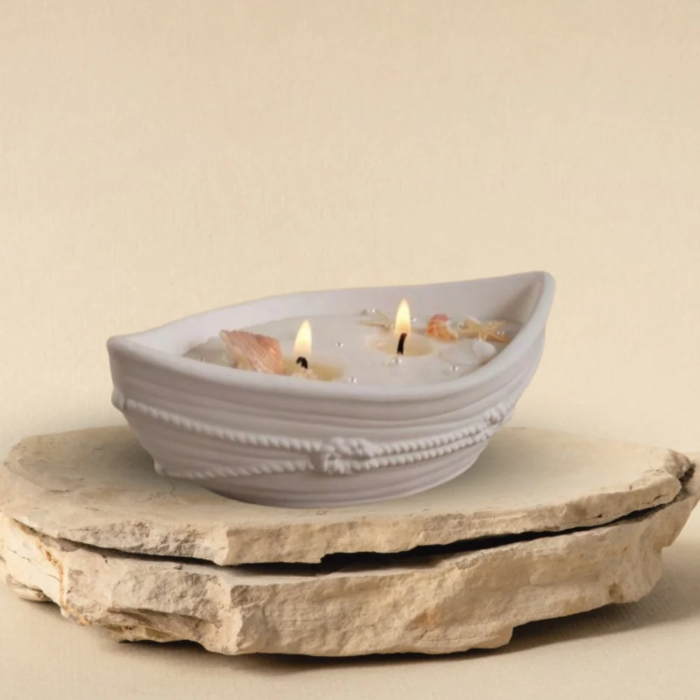 Row Boat Decorative Candle- Shell &Pearl - 2